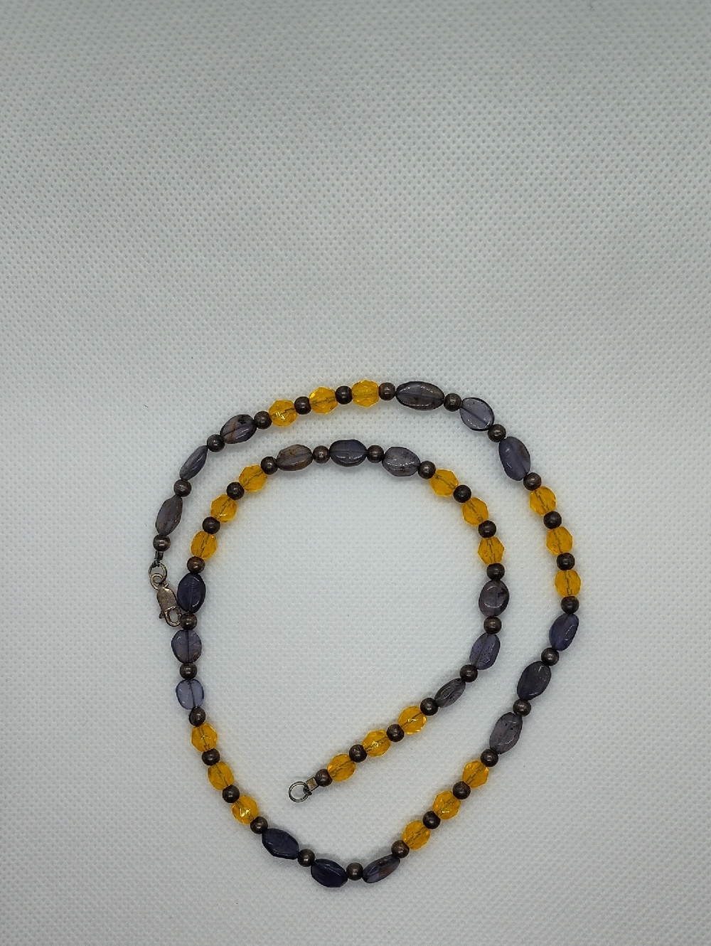 Genuine Citron And Amethyst Necklace 18"